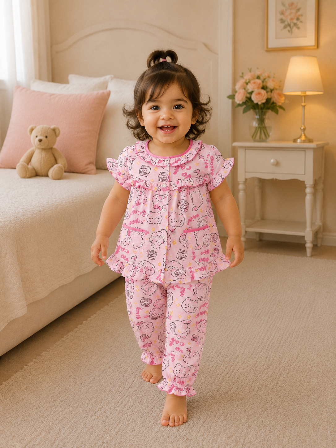 24a2ed7f-fe18-4bee-ab88-87eada36d659 Girls Short Sleeve+Long pants 1-2Y (16A) - الصورة 1