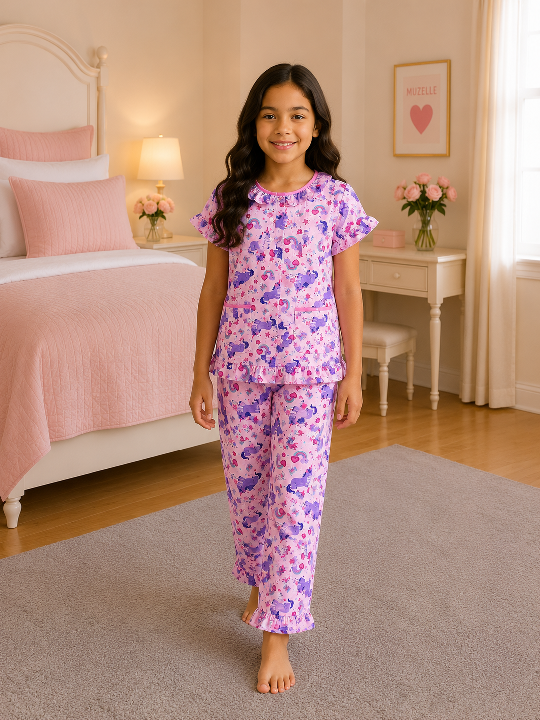2fa80b45-27cc-4514-ae2f-1820851d70d5 Girls Short Sleeve+Long pants 7-9Y (20A) - الصورة 1