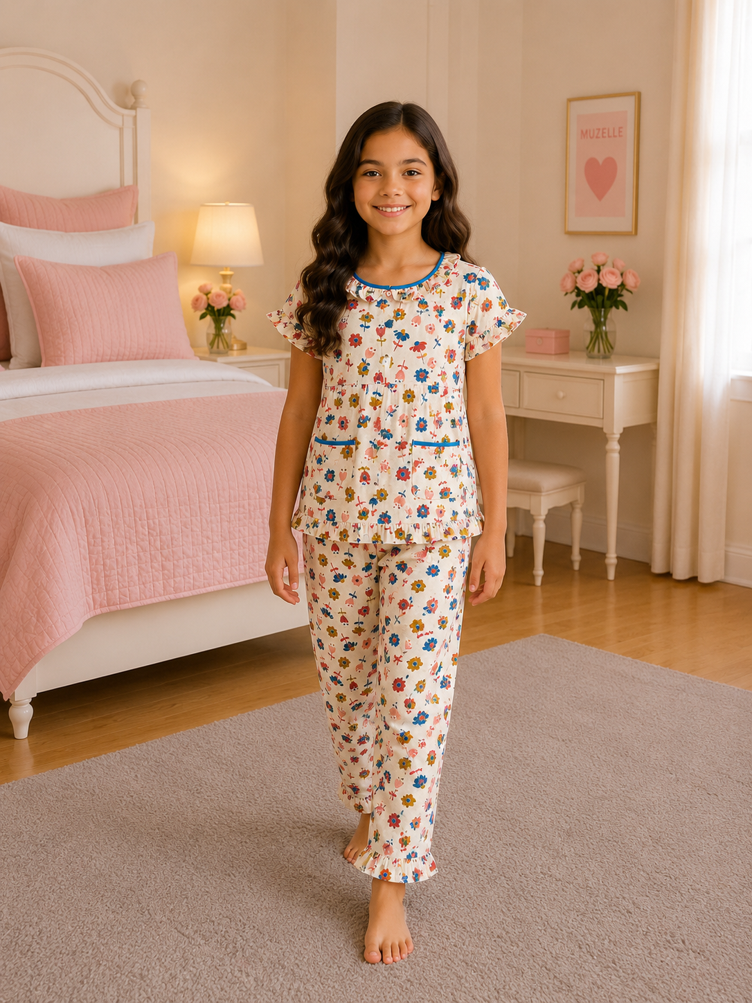 4e50432b-aa7b-4cf6-ad75-c74670fb9193 Girls Short Sleeve+Long pants 7-9Y (22A) - Image 1