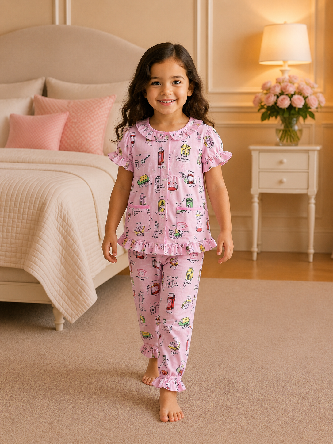 6d219743-3d93-4a54-8508-b448bbd99003 Girls Short Sleeve+Long pants 3-4Y (29A) - Image 1