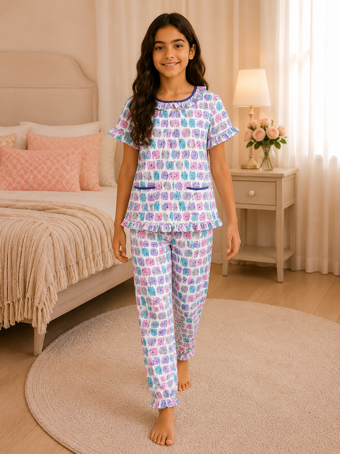 85c5b54f-c380-4dc2-8340-36d530a772ea Girls Short Sleeve+Long pants 10-12Y (5A) - Image 1