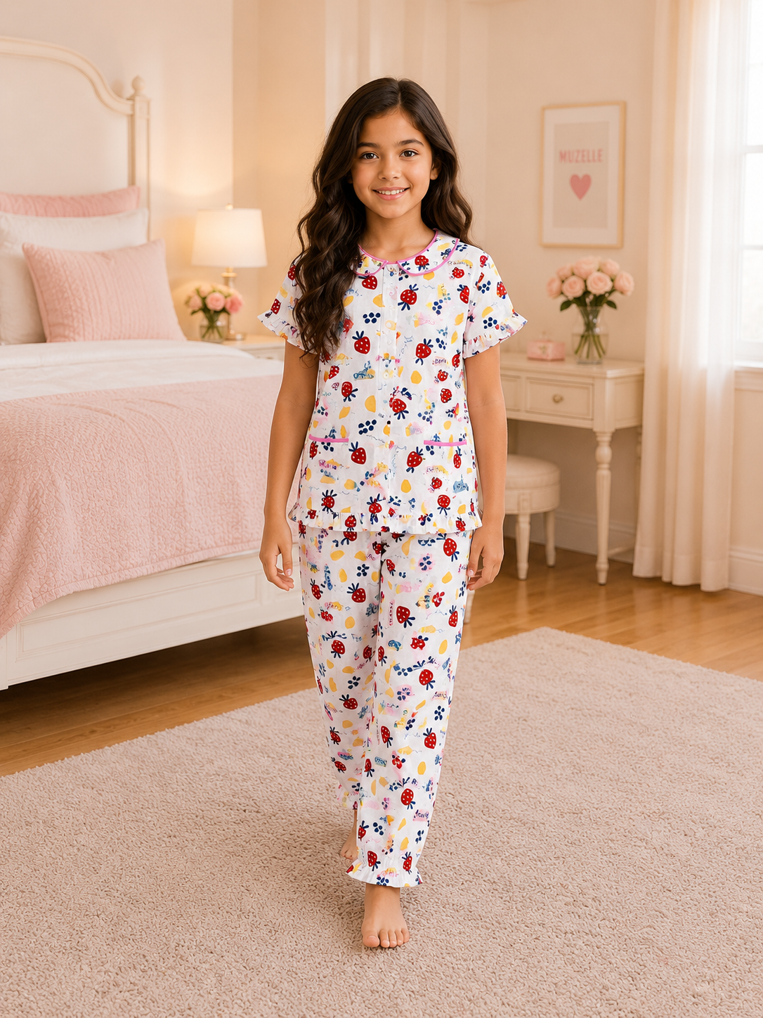 8a4922a1-694b-4bc7-98c4-2a5412e54130 Girls Short Sleeve+Long pants 7-9Y (11A) - الصورة 1
