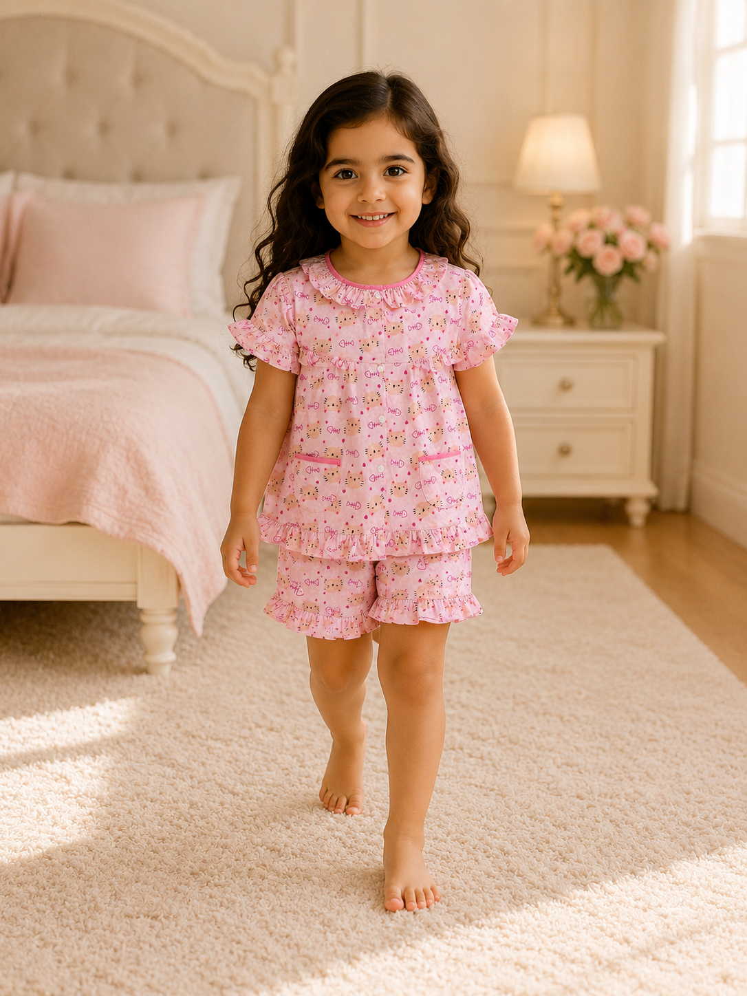 aaa05760-7170-415f-b0c0-a24e7b478b74 Girls Short Sleeve+Short pants 3-4Y (17A) - الصورة 1