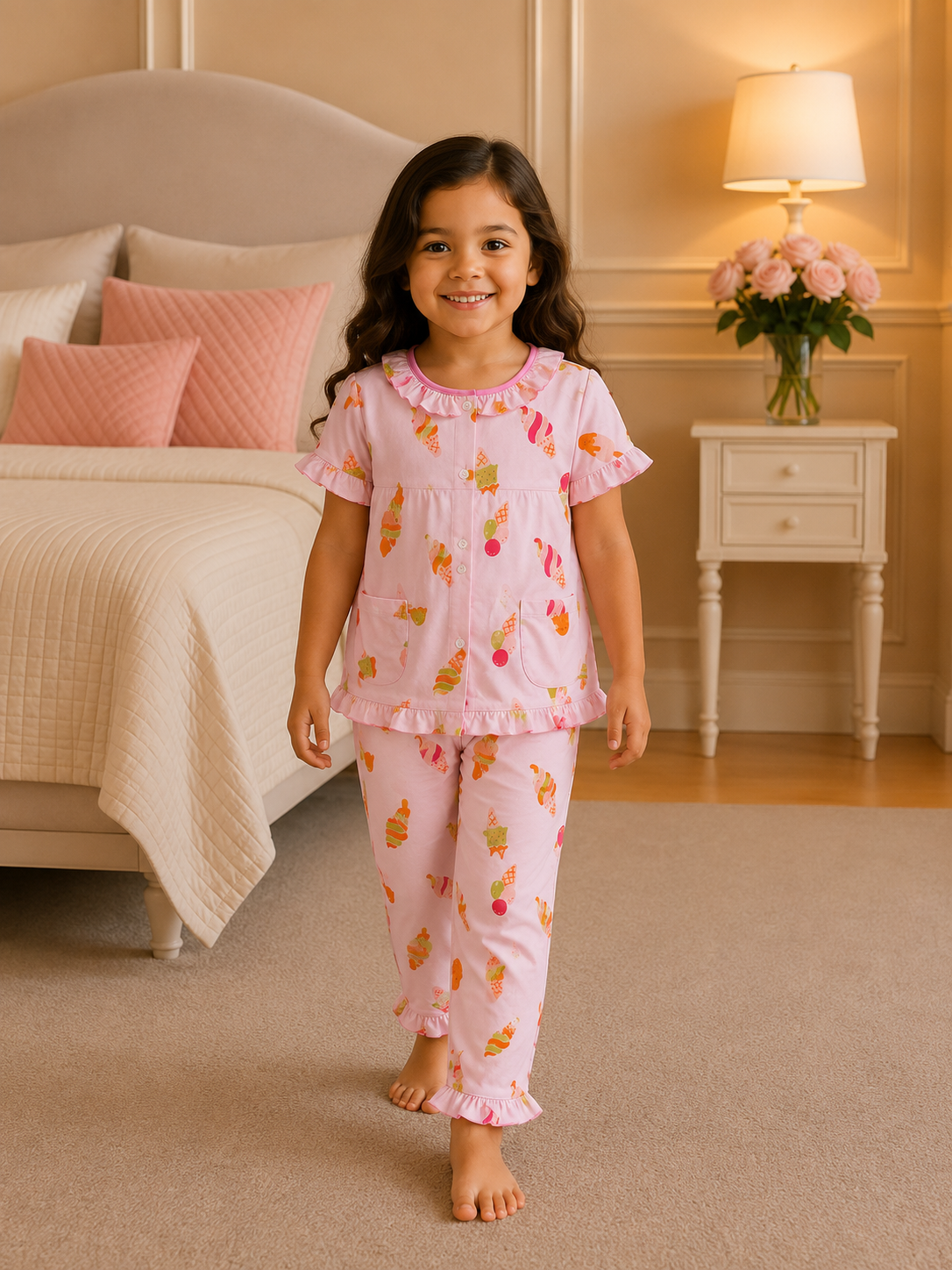 abd819fc-68b6-4f47-a54c-f40846fc5ec3 Girls Short Sleeve+Long pants 3-4Y (31A) - Image 1