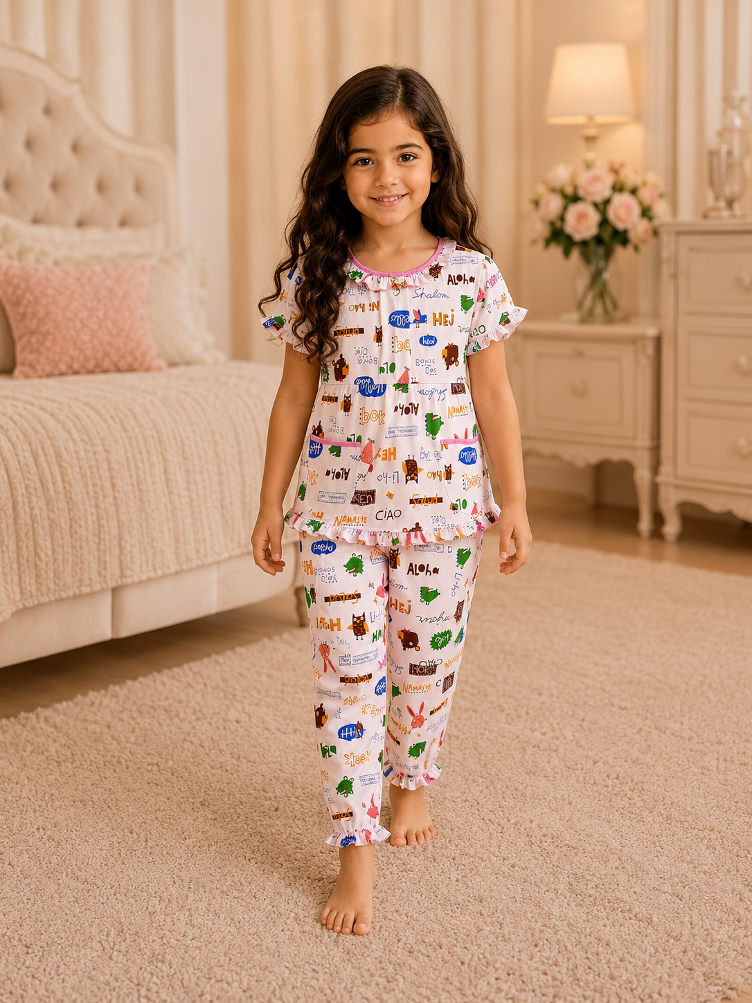 cb0fbca5-8635-4ab2-9de4-6212fab6bcbc Girls Short Sleeve+Long pants 4-6Y (29A) - Image 1