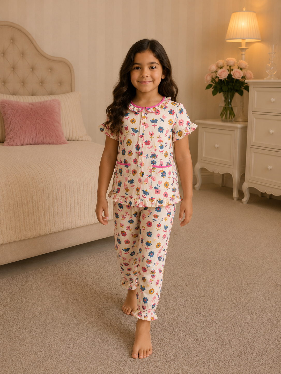 cbcee1cb-fb84-4ccd-954d-4c7c99e59c79 Girls Short Sleeve+Long pants 4-6Y (18A) - الصورة 1