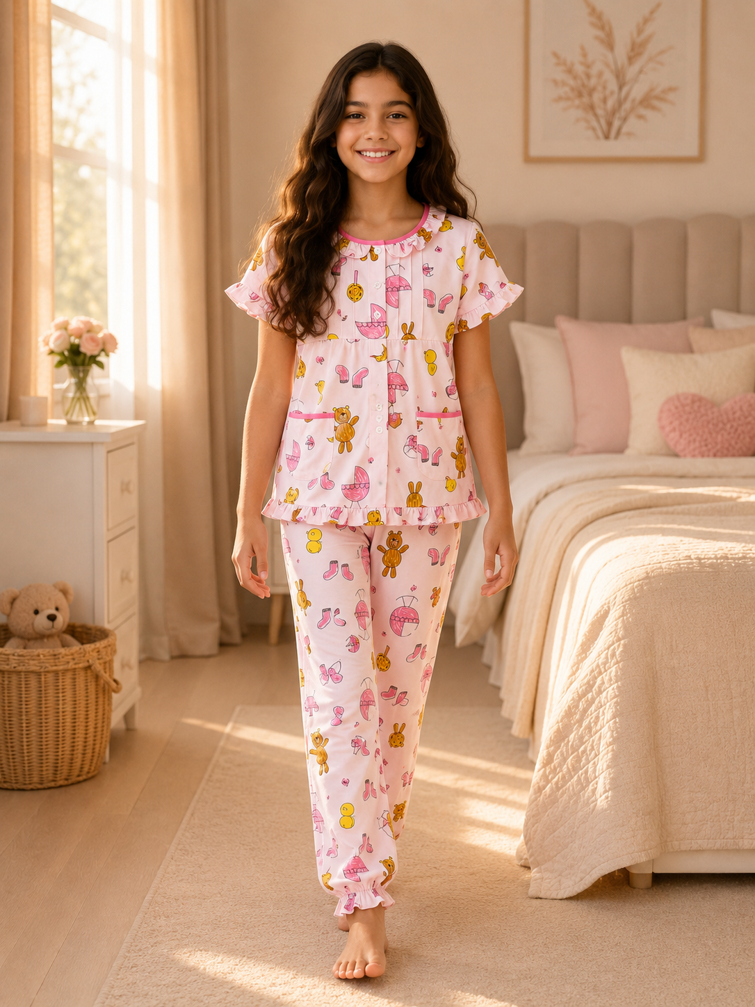 d2ad522a-85bc-4f8d-92e4-64c1e98d7f73 Girls Short Sleeve+Long pants 10-12Y (11A) - الصورة 1