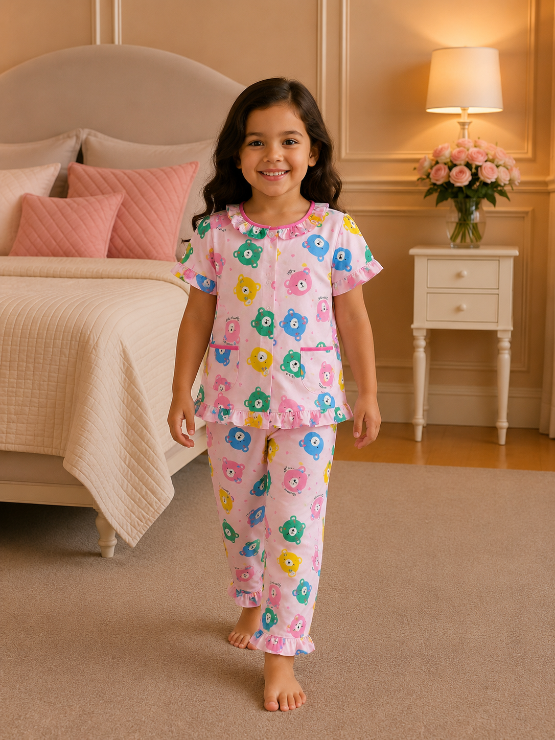 d95ed29c-864d-4ae4-b203-51eeebf84bc6 Girls Short Sleeve+Long pants 3-4Y (34A) - Image 1