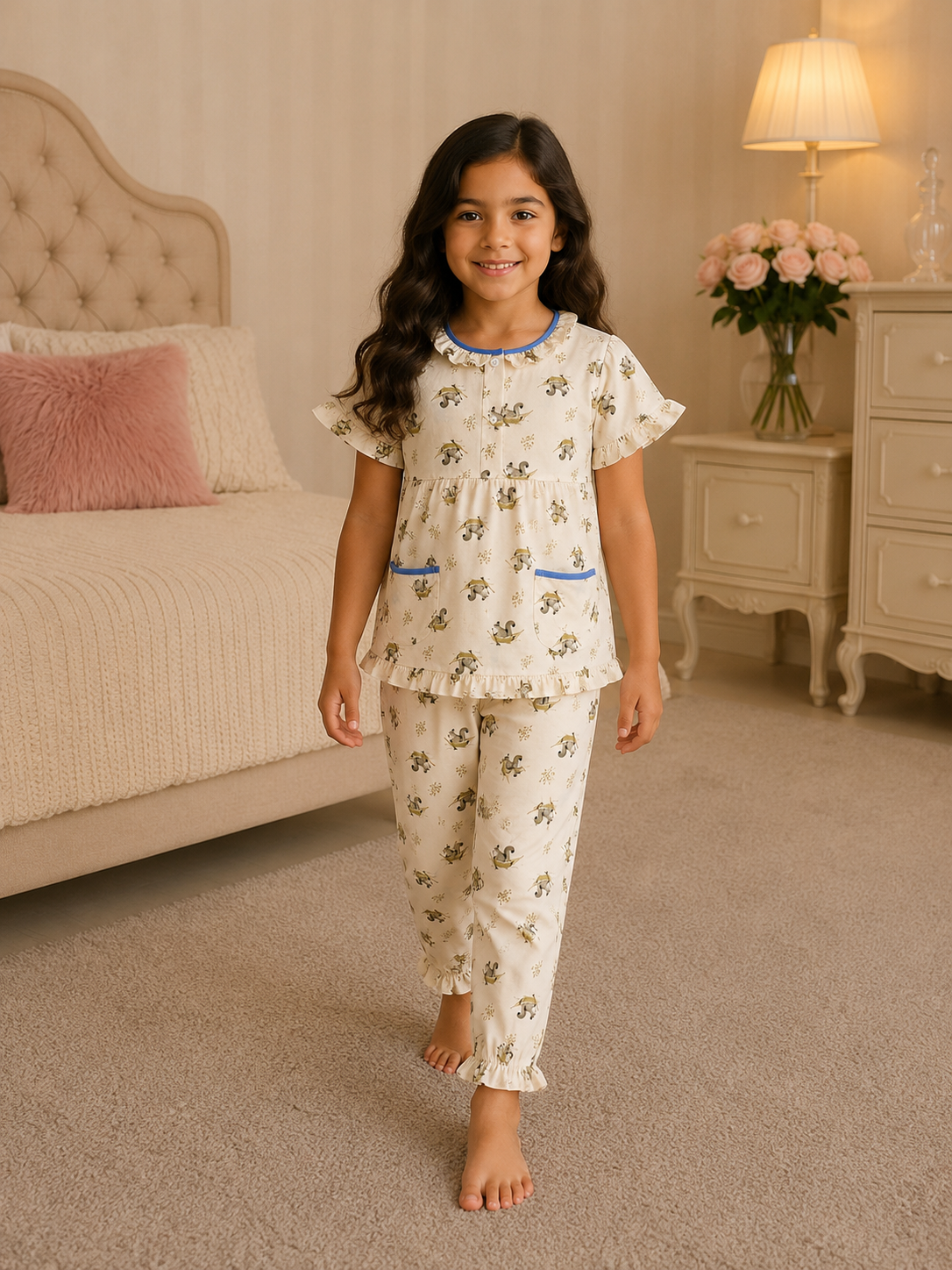 ed232b1e-0f04-435e-9e81-23375be149a9 Girls Short Sleeve+Long pants 4-6Y (38A) - الصورة 1