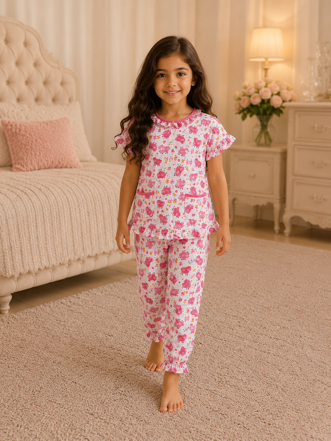 edd839ad-f822-45e5-a049-16be8ceafe0b Girls Short Sleeve+Long pants 4-6Y (22A) - الصورة 1