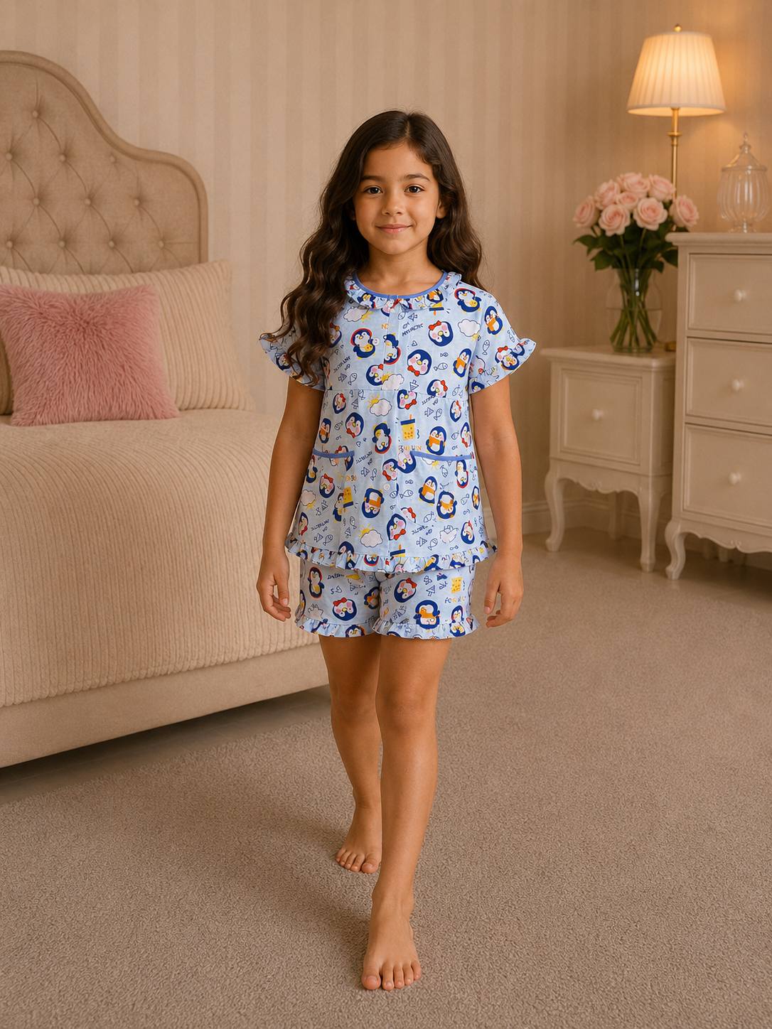 f4d084c5-f08d-4413-8a0c-3bf5942a5205-2 Girls Short Sleeve+Short pants 4-6Y (3A) - Image 1